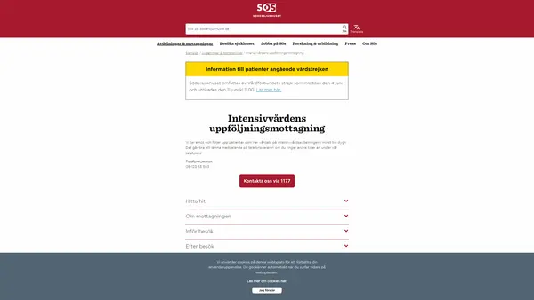 Intensivvårdens uppföljningsmottagning, Södersjukhuset