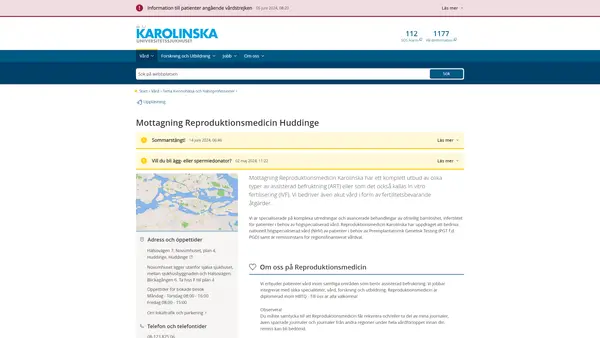 Mottagning Reproduktionsmedicin Huddinge, Karolinska Universitetssjukhuset