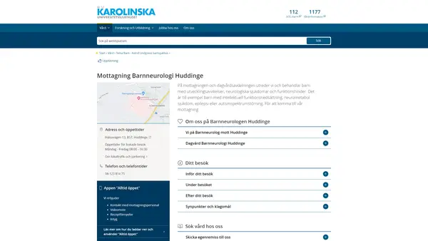 Mottagning Barnneurologi Huddinge, Karolinska Universitetssjukhuset