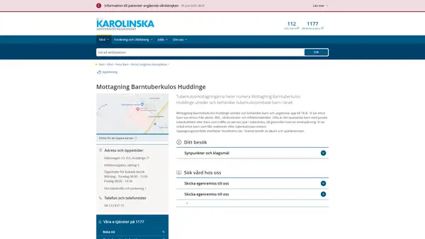 Mottagning Barntuberkulos Huddinge, Karolinska Universitetssjukhuset