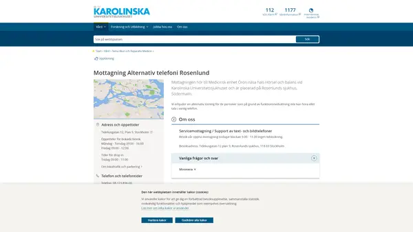 Mottagning Alternativ telefoni Rosenlund, Karolinska Universitetssjukhuset