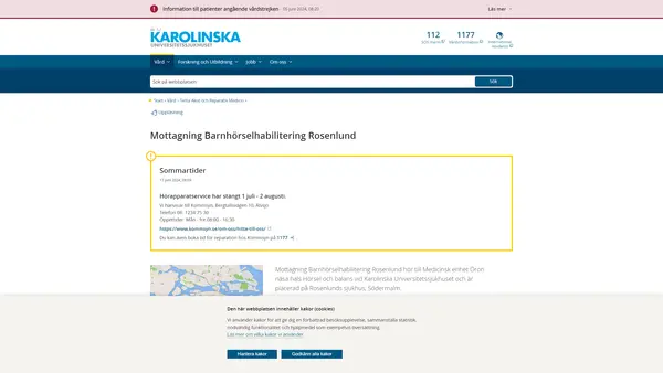 Mottagning Barnhörselhabilitering Rosenlund, Karolinska Universitetssjukhuset