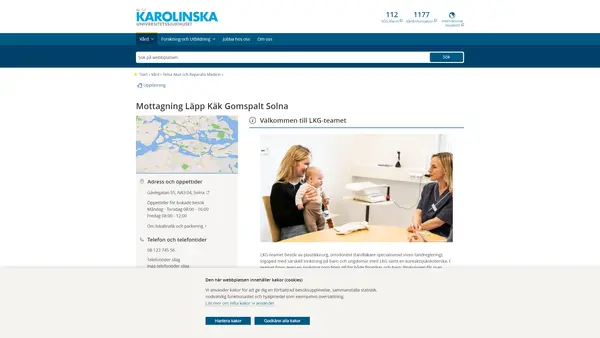 Mottagning Läpp Käk Gomspalt Solna, Karolinska Universitetssjukhuset