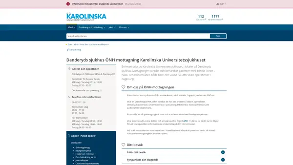 Danderyds Sjukhus ÖNH mott Karolinska, Karolinska Universitetssjukhuset