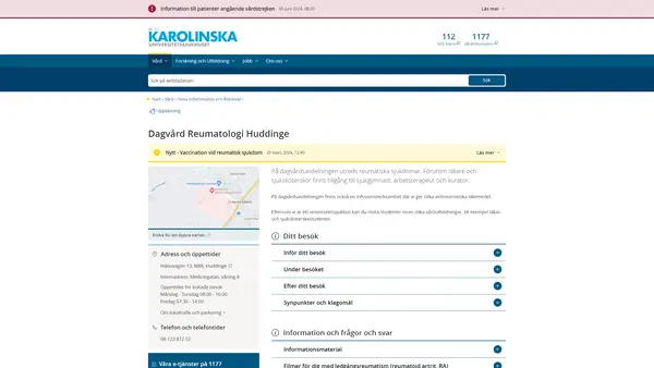 Dagvård Reumatologi Huddinge, Karolinska Universitetssjukhuset