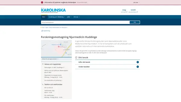 Forskningsmottagning Njurmedicin Huddinge, Karolinska Universitetssjukhuset