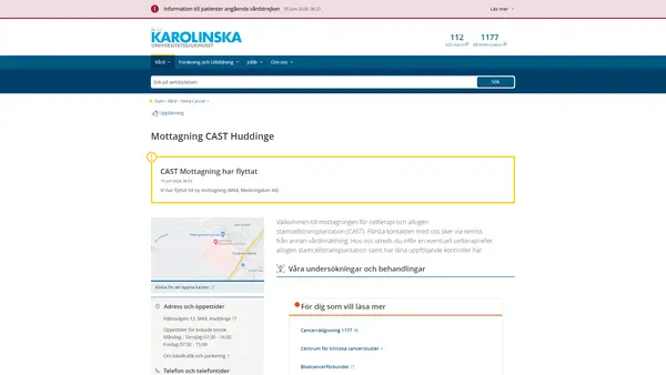 Mottagning CAST Huddinge, Karolinska Universitetssjukhuset