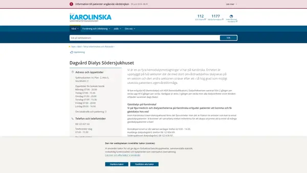 Dagvård Dialys Södersjukhuset, Karolinska Universitetssjukhuset