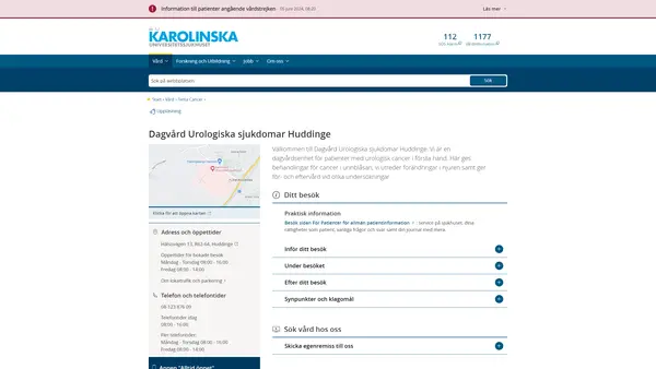 Dagvård Urologiska sjukdomar Huddinge, Karolinska Universitetssjukhuset