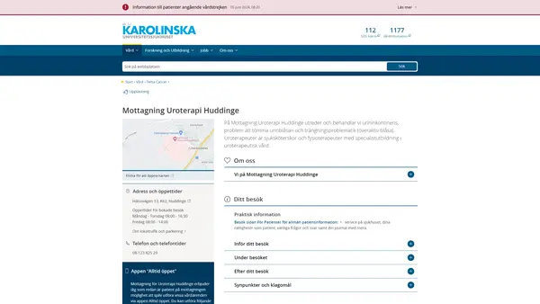 Mottagning Uroterapi Huddinge, Karolinska Universitetssjukhuset