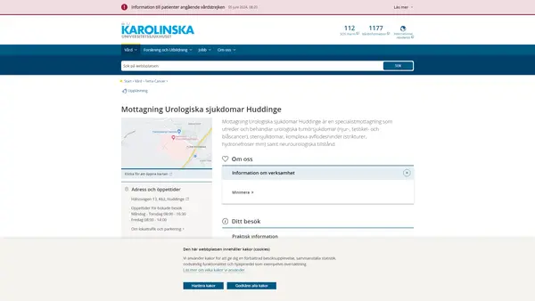 Mottagning Urologiska sjukdomar Huddinge, Karolinska Universitetssjukhuset