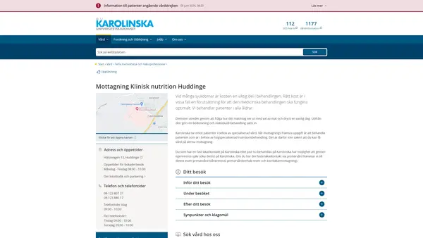 Mottagning Klinisk nutrition Huddinge, Karolinska Universitetssjukhuset