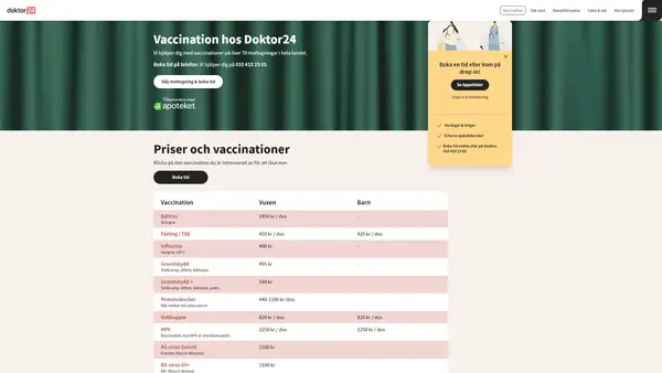 Apoteket Falken Doktor24 Vaccinationsmottagning, Östermalm