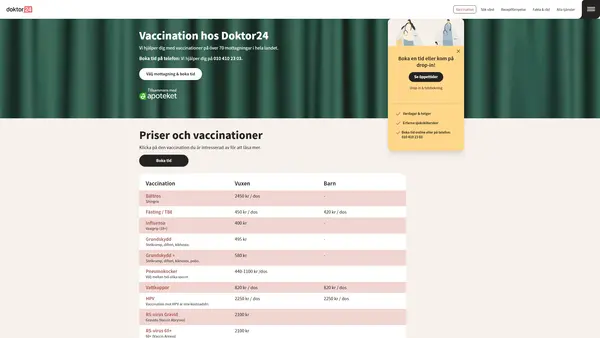 Apoteket Duvan Doktor24 Vaccinationsmottagning