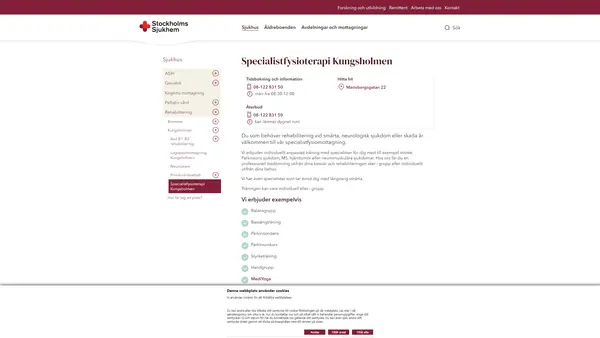 Specialistfysioterapi Kungsholmen - Maria Sävmark, Stiftelsen Stockholms Sjukhem
