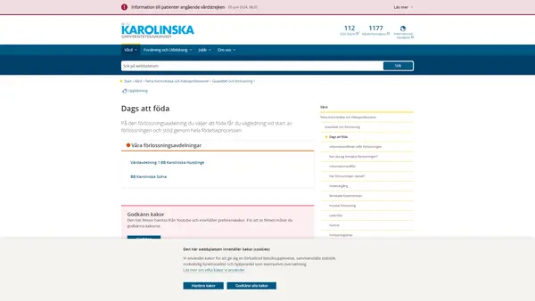 Mottagning Förlossning Akut Solna, Karolinska Universitetssjukhuset