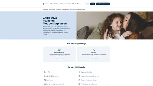 Capio Alva BUMM Medborgarplatsen ADHD, Södermalm