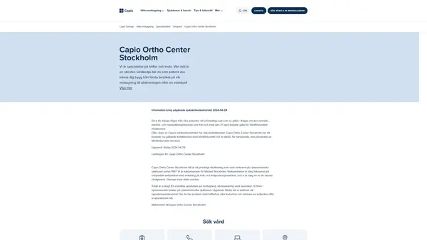 GHP Ortho Center Storängsbotten frakturbehandling vuxen, Norrmalm