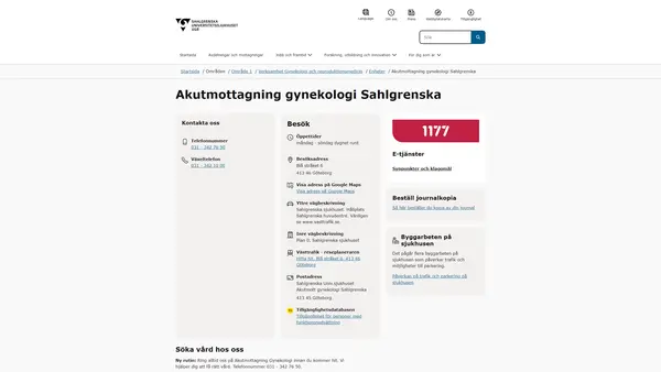 Akutmottagning gynekologi Sahlgrenska, Göteborg