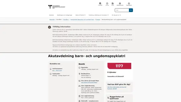 Akutavdelning barn- och ungdomspsykiatri, Göteborg
