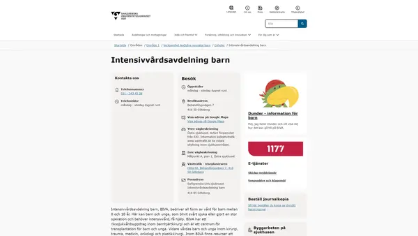 Intensivvårdsavdelning barn, Göteborg