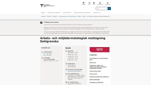 Arbets- och miljödermatologisk mottagning Sahlgrenska, Göteborg