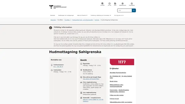 Hudmottagning Sahlgrenska, Göteborg