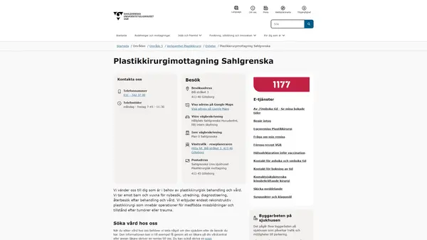 Plastikkirurgimottagning Sahlgrenska, Göteborg