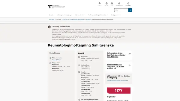 Reumatologimottagning Sahlgrenska, Göteborg