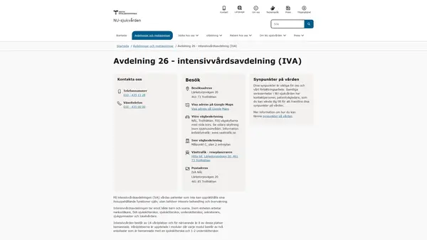 Intensivvårdsavdelning 26 IVA NÄL, Trollhättan