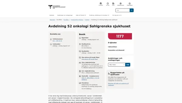 Avdelning 52 onkologi Sahlgrenska, Göteborg