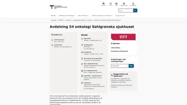 Avdelning 54 onkologi Sahlgrenska, Göteborg
