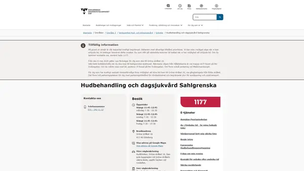 Hudbehandling och dagsjukvård Sahlgrenska, Göteborg
