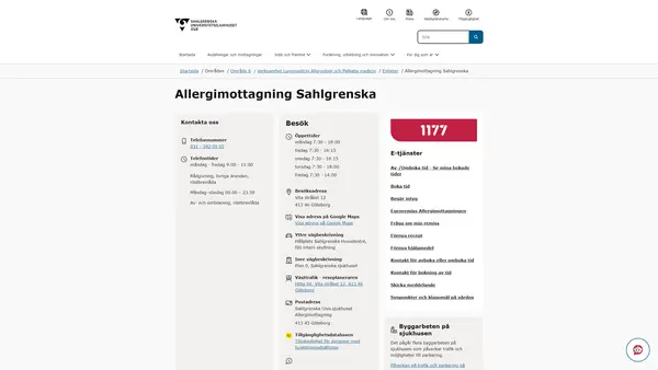 Allergimottagning Sahlgrenska, Göteborg