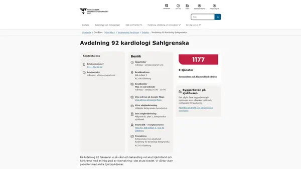 Avdelning 92 kardiologi Sahlgrenska, Göteborg