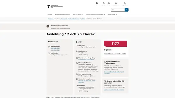 Avdelning 12 och 25 Thorax, Göteborg