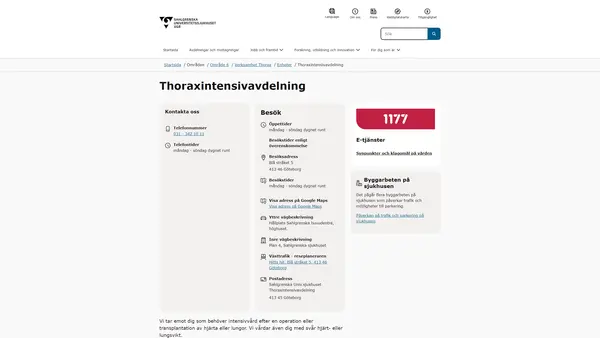 Thoraxintensivavdelning, Göteborg