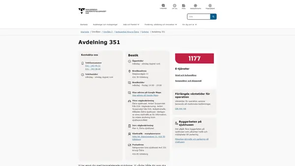 Avdelning 351 kirurgi Östra, Göteborg