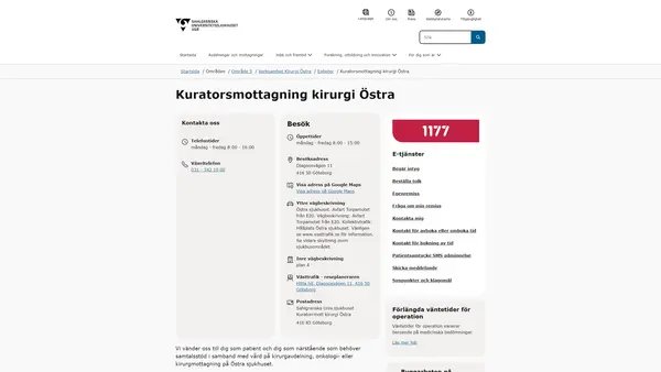 Kuratorsmottagning kirurgi Östra, Göteborg