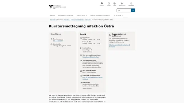 Kuratorsmottagning infektion Östra, Göteborg