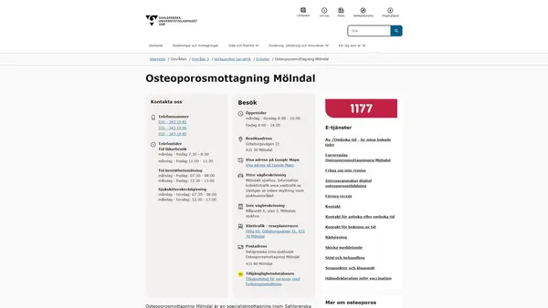 Osteoporosmottagning Mölndal, Mölndal