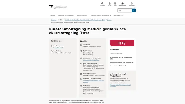 Kuratorsmottagning medicin geriatrik och akutmottagning Östra, Göteborg