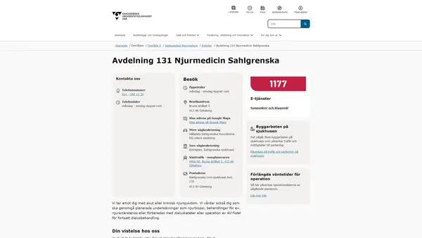 Avdelning 131 Njurmedicin Sahlgrenska, Göteborg