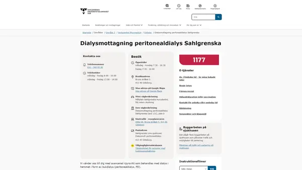 Dialysmottagning peritonealdialys Sahlgrenska, Göteborg