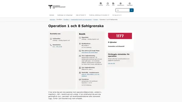 Operation 1 och 8 Sahlgrenska, Göteborg