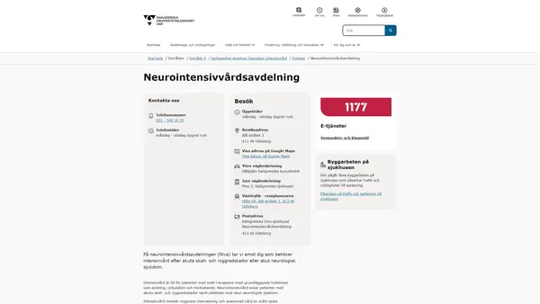 Neurointensivvårdsavdelning, Göteborg
