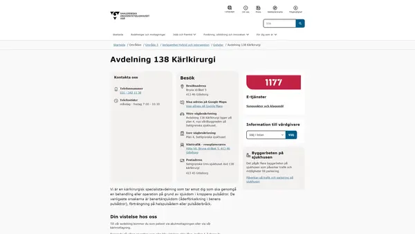 Avdelning 138 kärlkirurgi, Göteborg