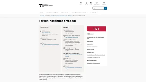 Forskningsenhet ortopedi, Mölndal