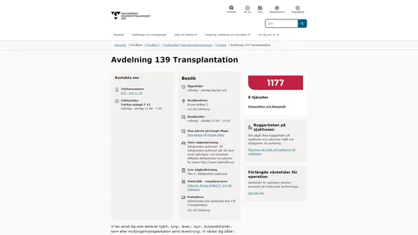 Avdelning 139 Transplantation, Göteborg