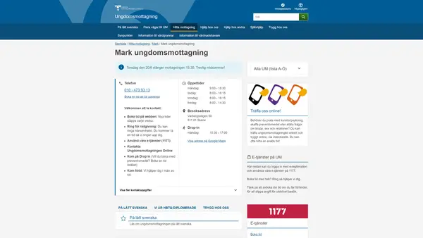 Mark ungdomsmottagning, Skene